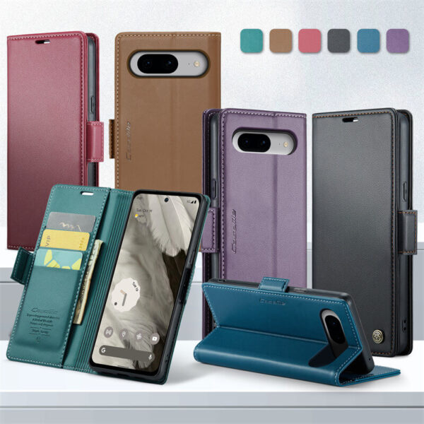 Alternative view of CaseMe Google Pixel 8 Wallet RFID Blocking Magnetic Buckle Case