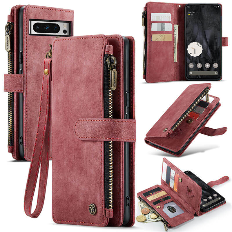 CaseMe Google Pixel 8 Pro Wallet kickstand Case with Wrist Strap