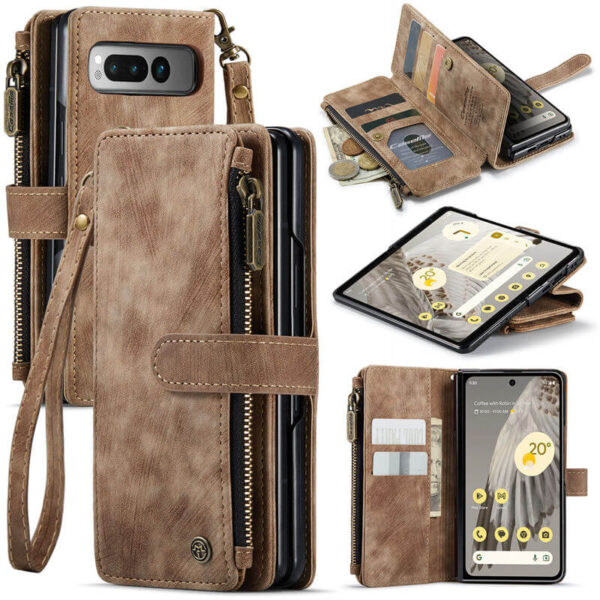 CaseMe Google Pixel Fold Wallet kickstand Case with Wrist Strap
