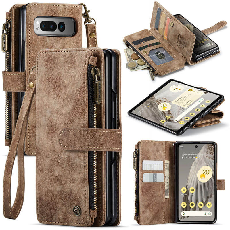 CaseMe Google Pixel Fold Wallet kickstand Case with Wrist Strap