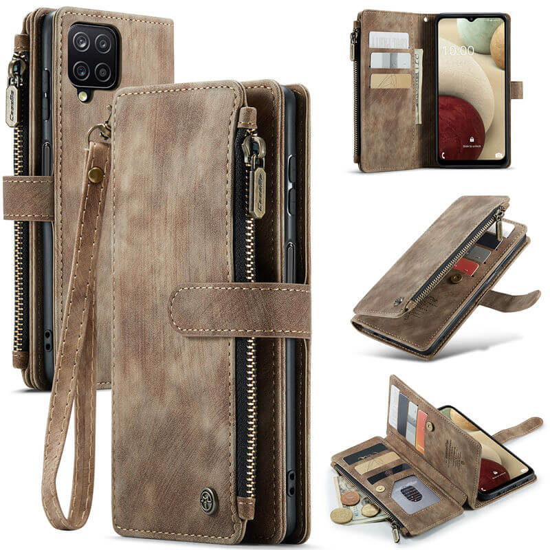 CaseMe Samsung Galaxy A12 5G Wallet kickstand Case with Wrist Strap