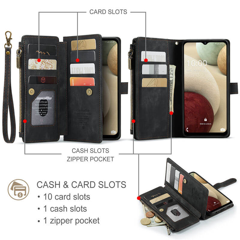 CaseMe Samsung Galaxy A12 5G Wallet kickstand Case with Wrist Strap - Image 3