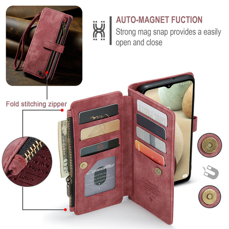 CaseMe Samsung Galaxy A12 5G Wallet kickstand Case with Wrist Strap - Image 6