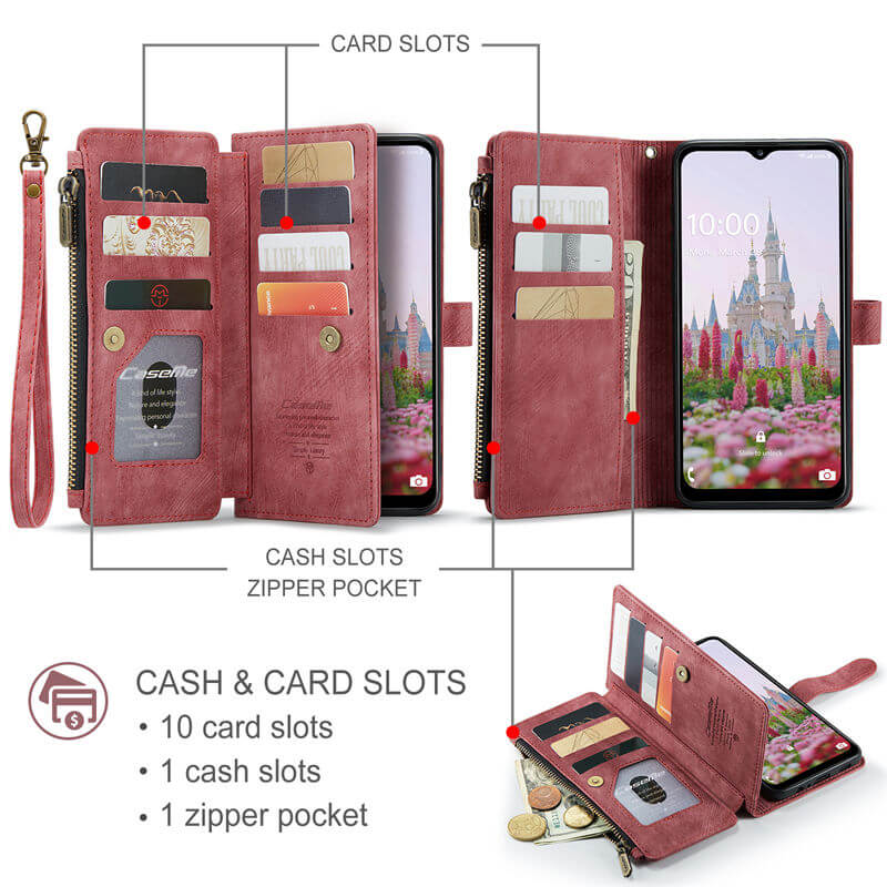 CaseMe Samsung Galaxy A13 Wallet kickstand Case with Wrist Strap - Image 3