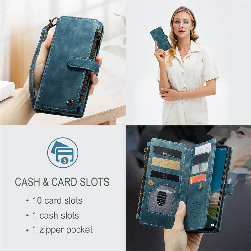 CaseMe Samsung Galaxy A13 Wallet kickstand Case with Wrist Strap - Image 5