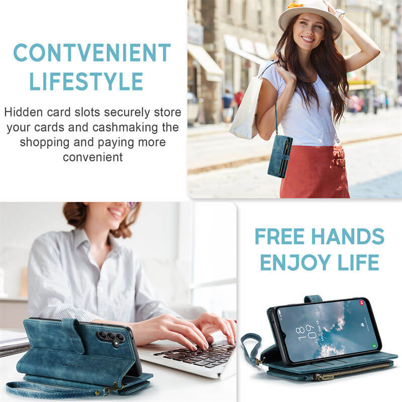 CaseMe Samsung Galaxy A14 Wallet kickstand Case with Wrist Strap - Image 6