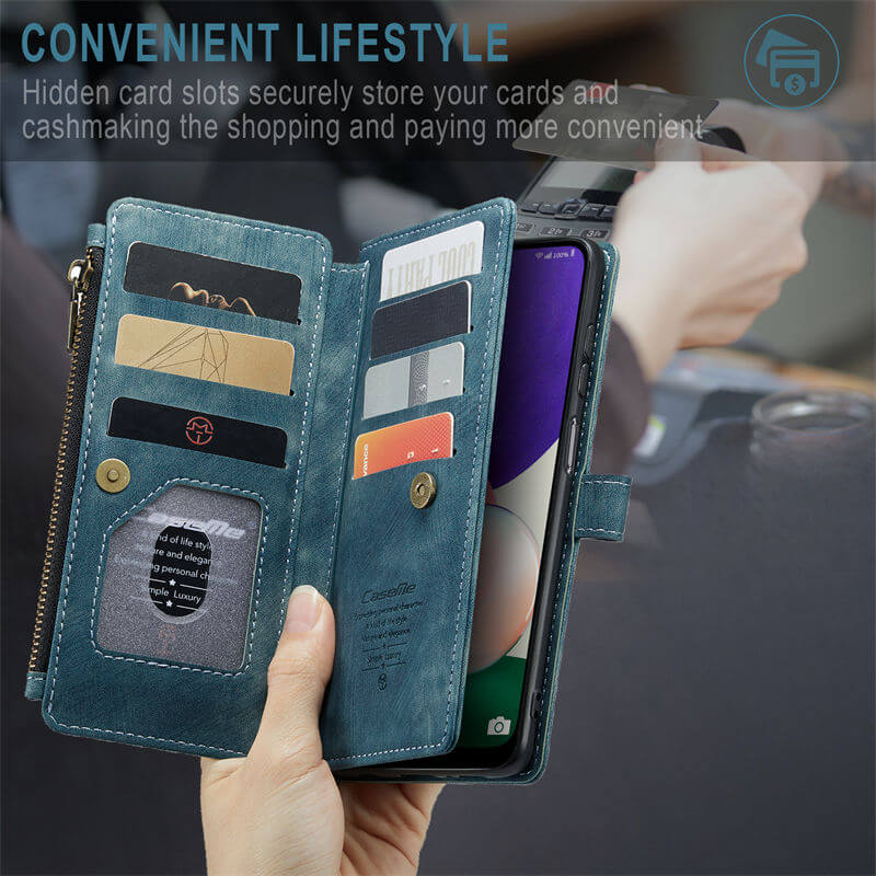 CaseMe Samsung Galaxy A22 5G Wallet kickstand Case with Wrist Strap - Image 8