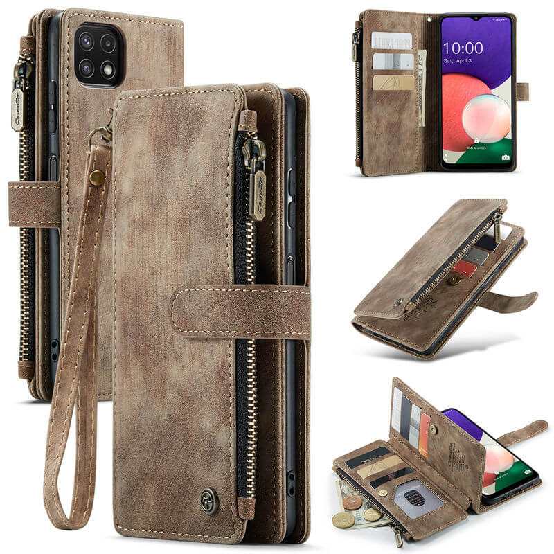 CaseMe Samsung Galaxy A22 5G Wallet kickstand Case with Wrist Strap