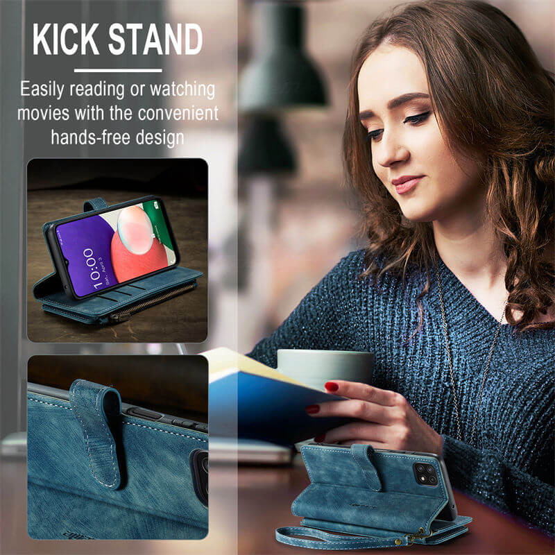 CaseMe Samsung Galaxy A22 5G Wallet kickstand Case with Wrist Strap - Image 4