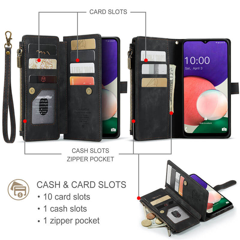 CaseMe Samsung Galaxy A22 5G Wallet kickstand Case with Wrist Strap - Image 3