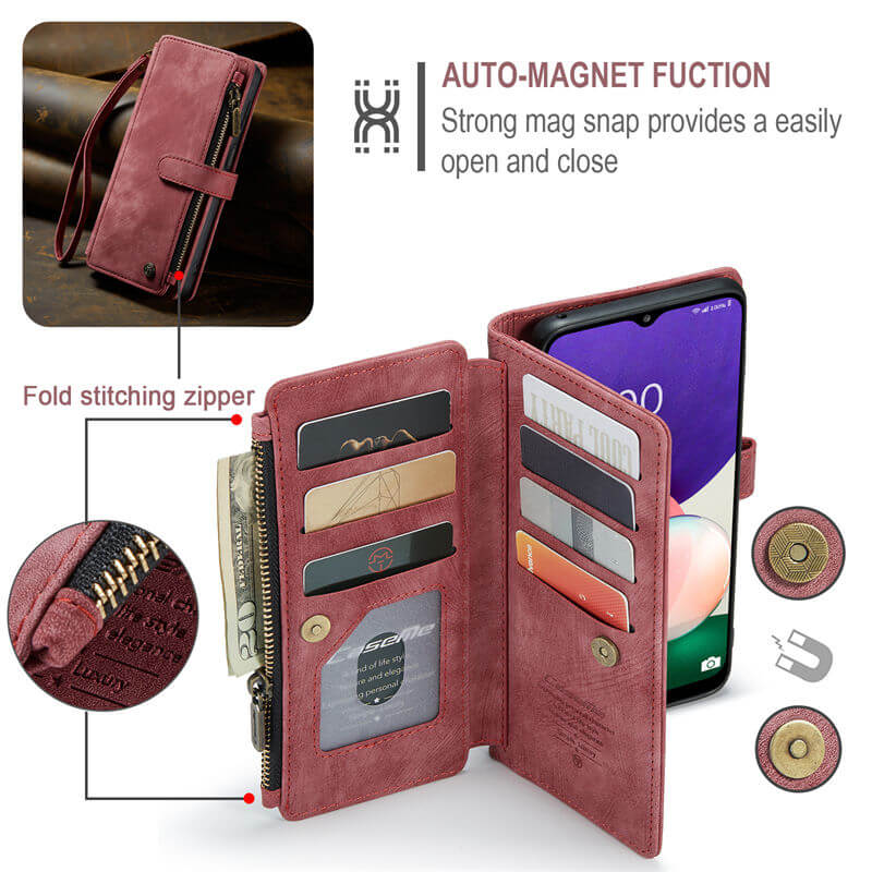 CaseMe Samsung Galaxy A22 5G Wallet kickstand Case with Wrist Strap - Image 6