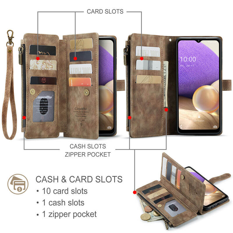 CaseMe Samsung Galaxy A32 5G Wallet kickstand Case with Wrist Strap - Image 3
