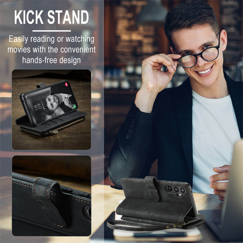 CaseMe Samsung Galaxy A34 Wallet kickstand Case with Wrist Strap - Image 4