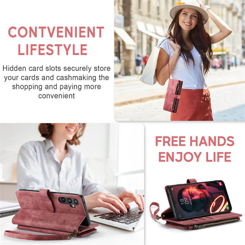 CaseMe Samsung Galaxy A34 Wallet kickstand Case with Wrist Strap - Image 7