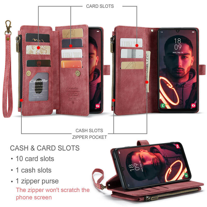 CaseMe Samsung Galaxy A34 Wallet kickstand Case with Wrist Strap - Image 3
