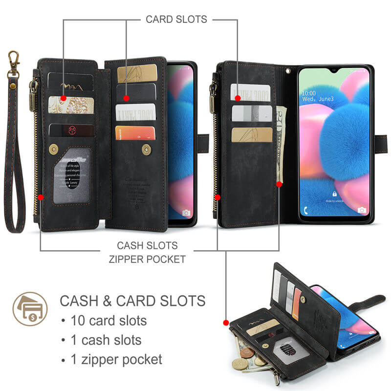 CaseMe Samsung Galaxy A50 Wallet kickstand Case with Wrist Strap - Image 3