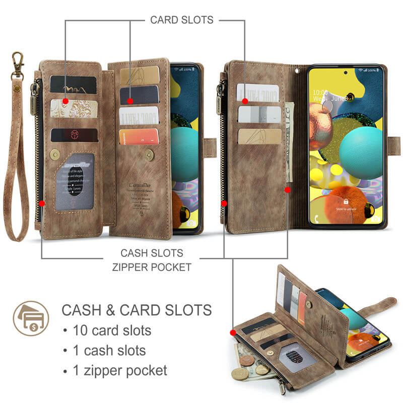 CaseMe Samsung Galaxy A51 4G Wallet kickstand Case with Wrist Strap - Image 3