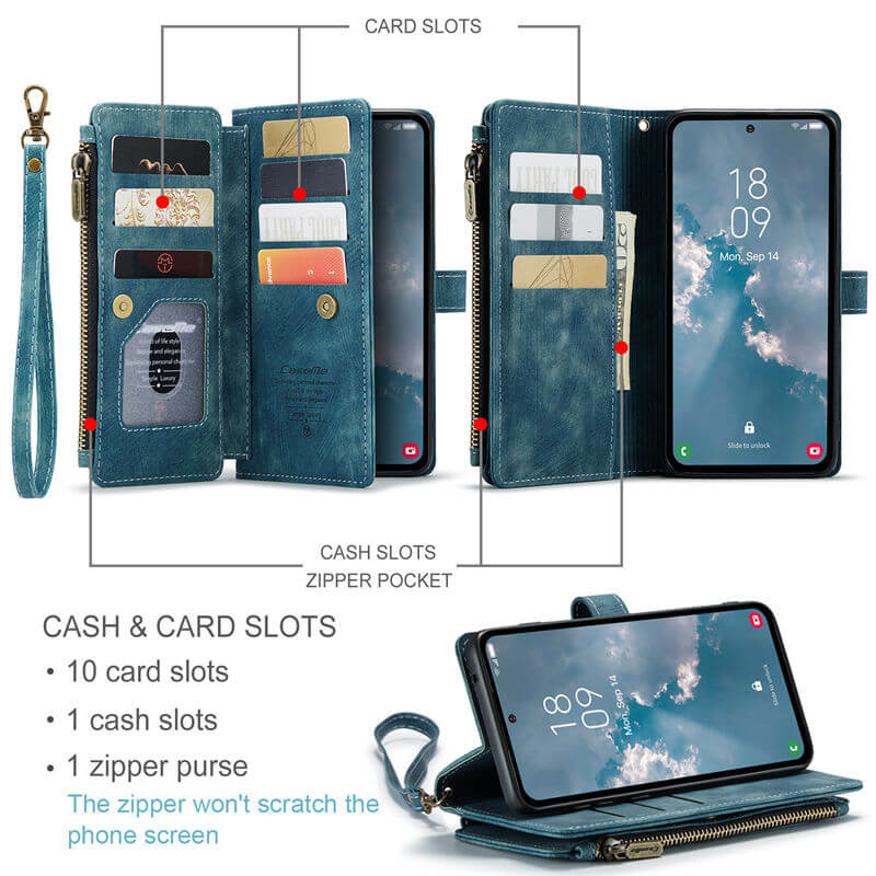 CaseMe Samsung Galaxy A54 Wallet kickstand Case with Wrist Strap - Image 3