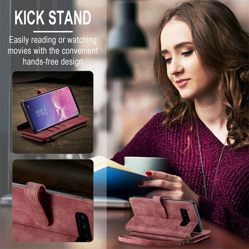 CaseMe Samsung Galaxy S10 Plus Wallet kickstand Case with Wrist Strap - Image 4