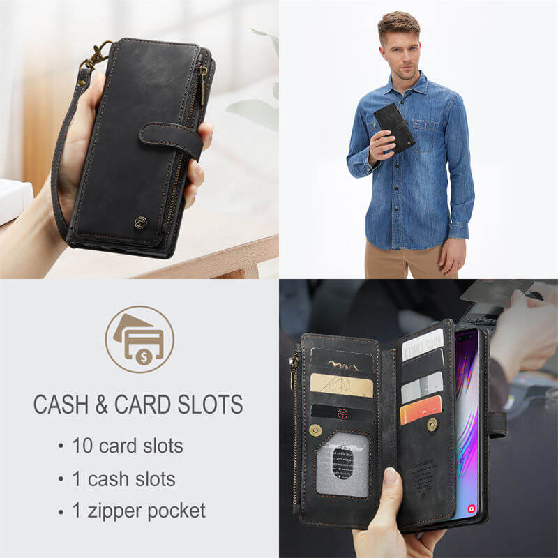 CaseMe Samsung Galaxy S10 Plus Wallet kickstand Case with Wrist Strap - Image 5