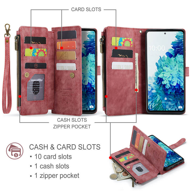 CaseMe Samsung Galaxy S20 FE Wallet kickstand Case with Wrist Strap - Image 3