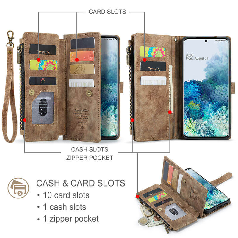CaseMe Samsung Galaxy S20 Plus Wallet kickstand Case with Wrist Strap - Image 3