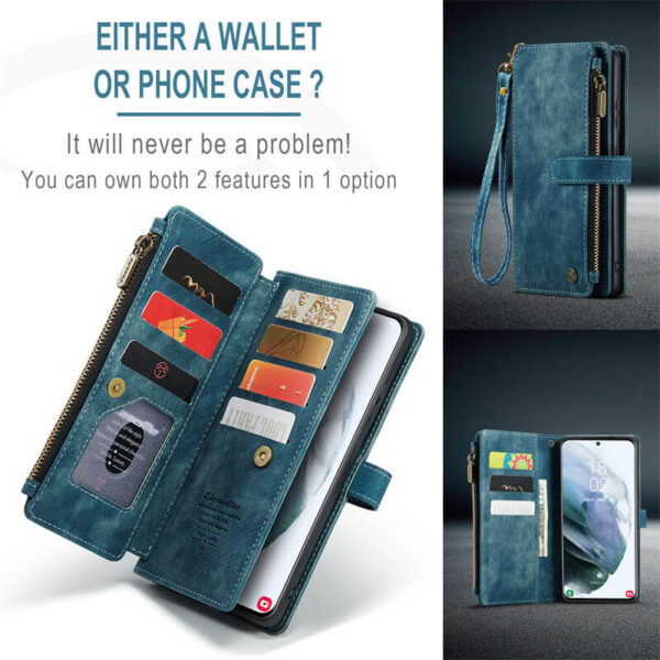 CaseMe Samsung Galaxy S21 Wallet kickstand Case with Wrist Strap - Image 7