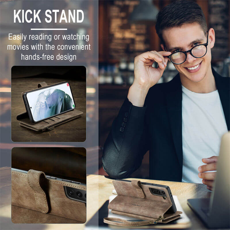 CaseMe Samsung Galaxy S21 Wallet kickstand Case with Wrist Strap - Image 4