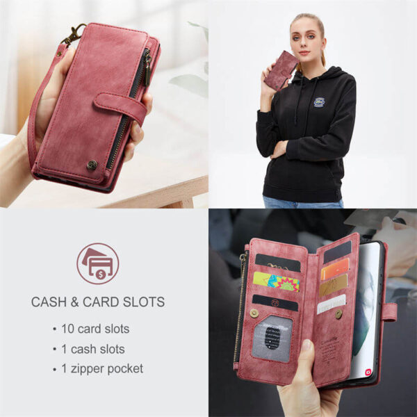 CaseMe Samsung Galaxy S21 Wallet kickstand Case with Wrist Strap - Image 5