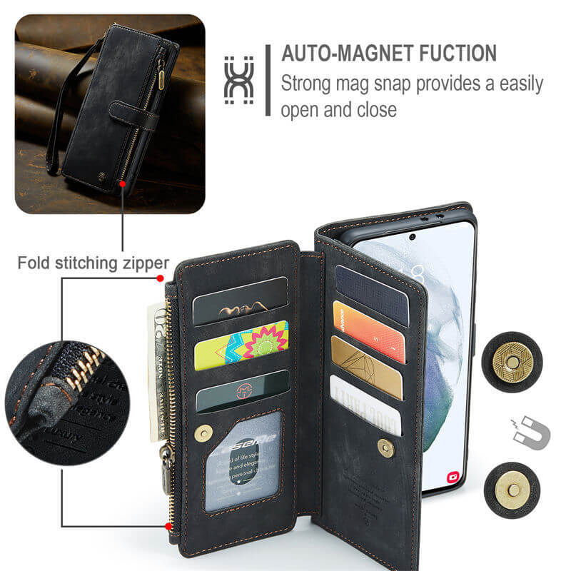 CaseMe Samsung Galaxy S21 Wallet kickstand Case with Wrist Strap - Image 6