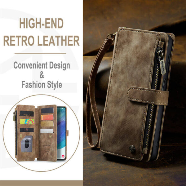 Alternative view of CaseMe Samsung Galaxy S21 FE Wallet kickstand Case with Wrist Strap