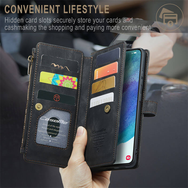 CaseMe Samsung Galaxy S21 FE Wallet kickstand Case with Wrist Strap - Image 8