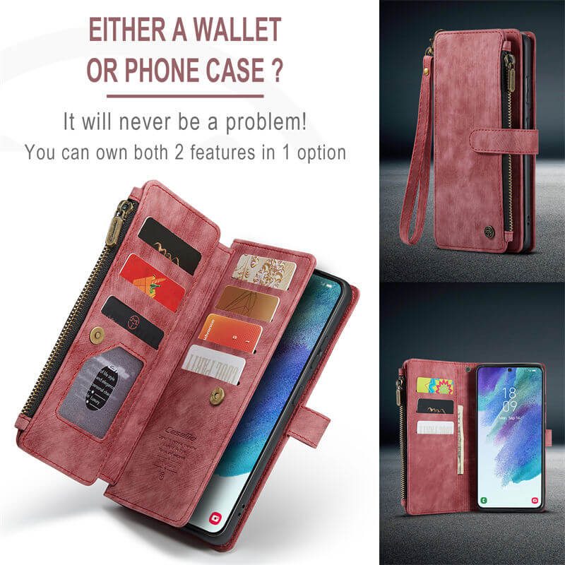 CaseMe Samsung Galaxy S21 FE Wallet kickstand Case with Wrist Strap - Image 7