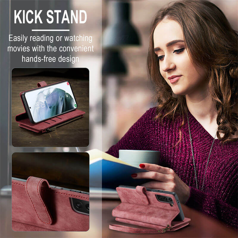 CaseMe Samsung Galaxy S21 Plus Wallet kickstand Case with Wrist Strap - Image 4