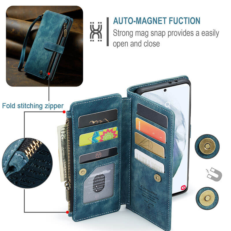 CaseMe Samsung Galaxy S21 Plus Wallet kickstand Case with Wrist Strap - Image 6
