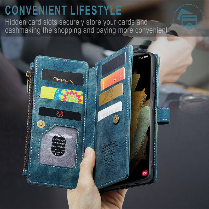 CaseMe Samsung Galaxy S21 Ultra Wallet kickstand Case with Wrist Strap - Image 8