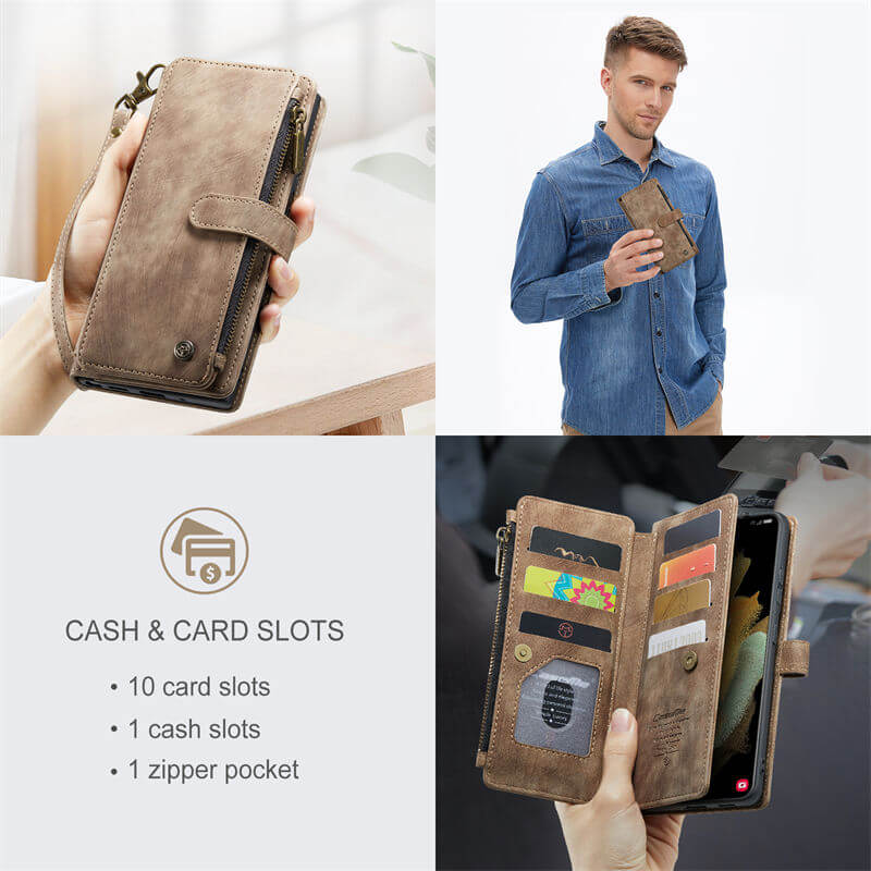 CaseMe Samsung Galaxy S21 Ultra Wallet kickstand Case with Wrist Strap - Image 5