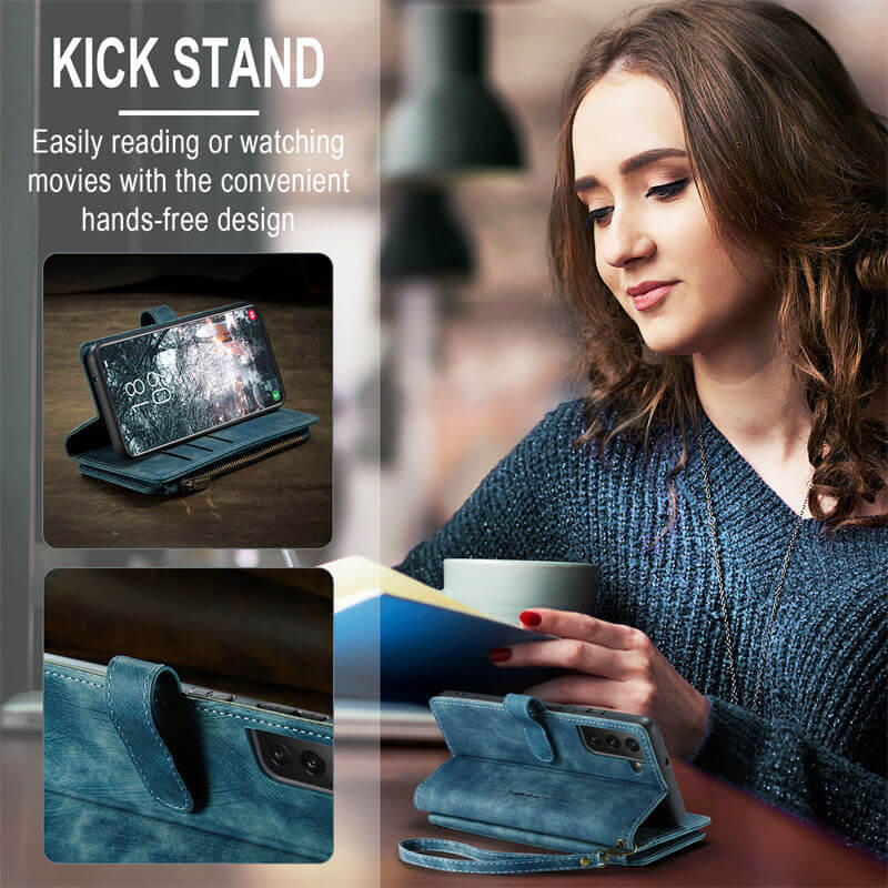 CaseMe Samsung Galaxy S22 Wallet kickstand Case with Wrist Strap - Image 4
