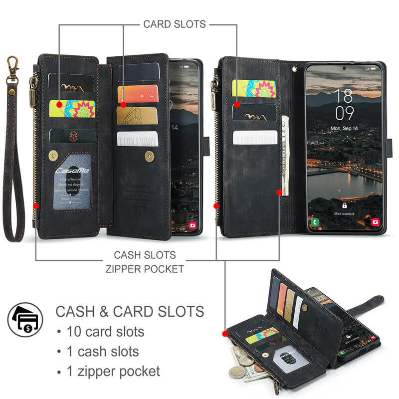 CaseMe Samsung Galaxy S22 Wallet kickstand Case with Wrist Strap - Image 3