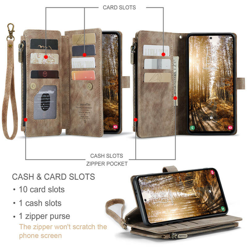 CaseMe Samsung Galaxy S24 Plus Wallet kickstand Case with Wrist Strap - Image 3