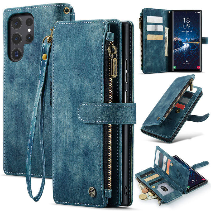 CaseMe Samsung Galaxy S24 Ultra Wallet kickstand Case with Wrist Strap
