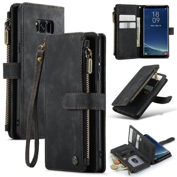 CaseMe Samsung Galaxy S8 Wallet kickstand Case with Wrist Strap