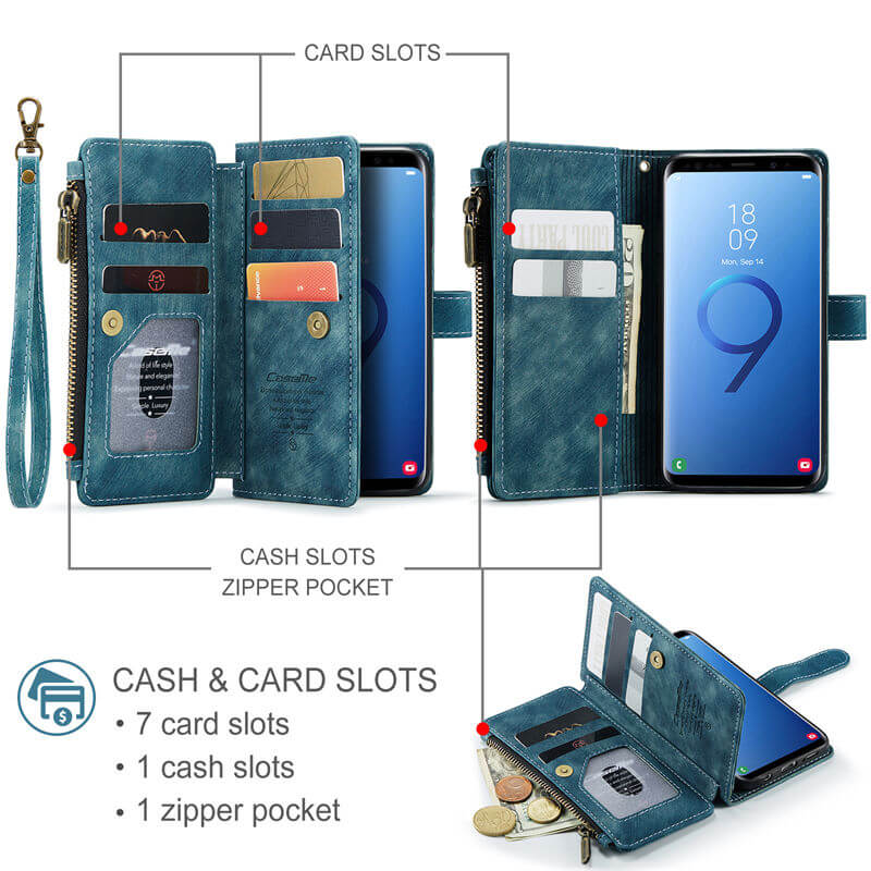 CaseMe Samsung Galaxy S9 Wallet kickstand Case with Wrist Strap - Image 3