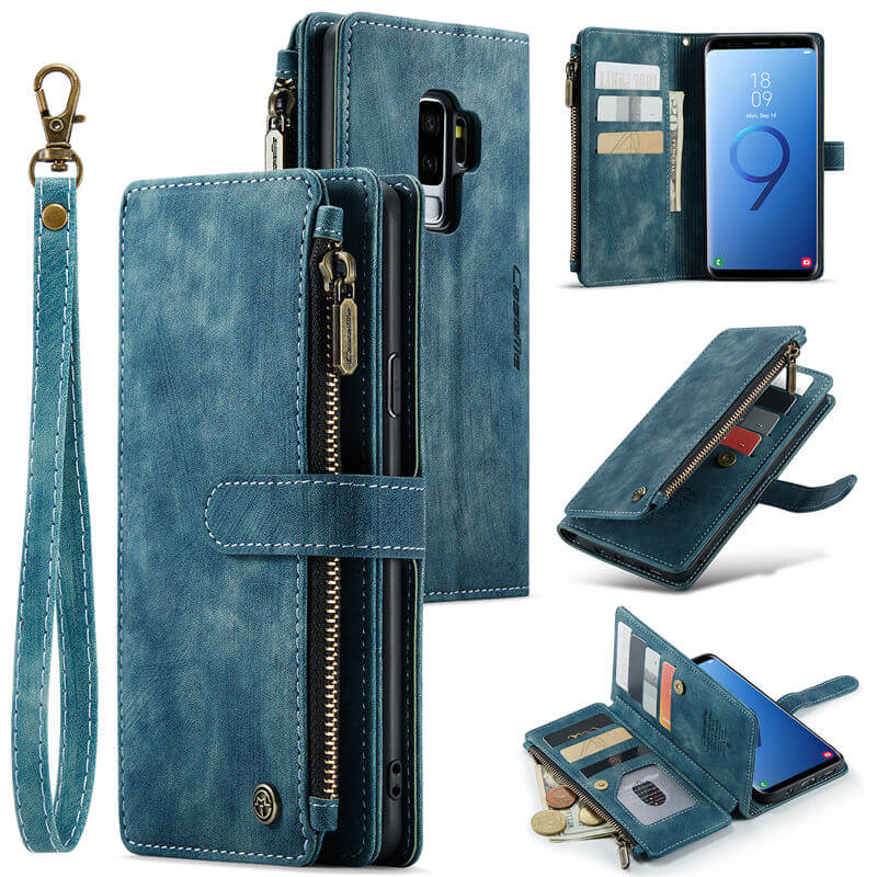CaseMe Samsung Galaxy S9 Plus Wallet kickstand Case with Wrist Strap