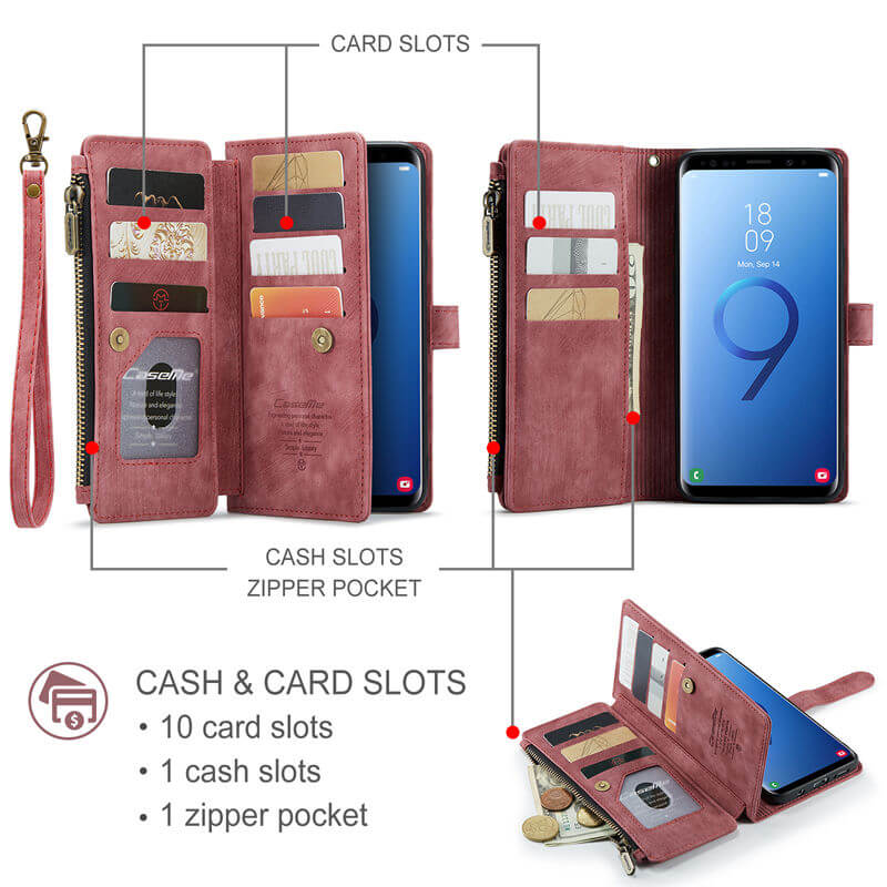 CaseMe Samsung Galaxy S9 Plus Wallet kickstand Case with Wrist Strap - Image 3