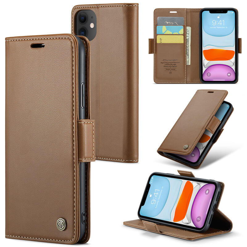 CaseMe iPhone 11 Wallet RFID Blocking Magnetic Buckle Case