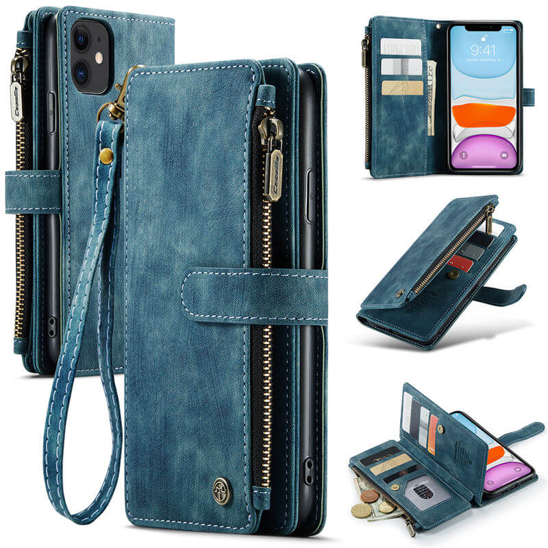 CaseMe iPhone 11 Wallet kickstand Case with Wrist Strap