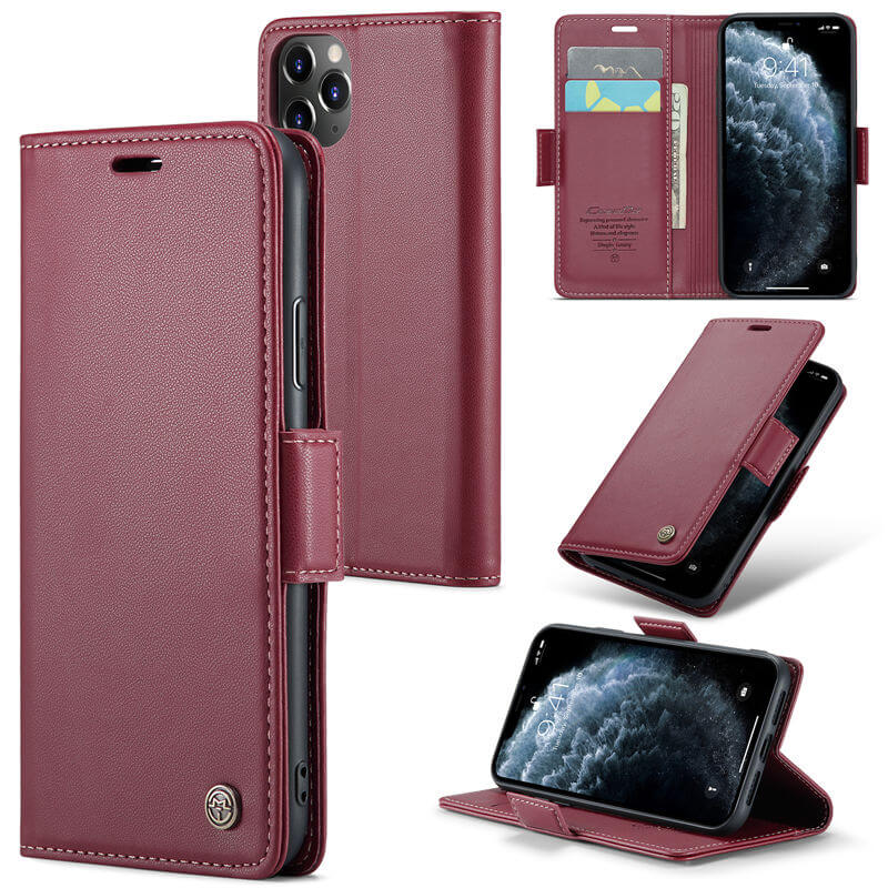 CaseMe iPhone 11 Pro Wallet RFID Blocking Magnetic Buckle Case