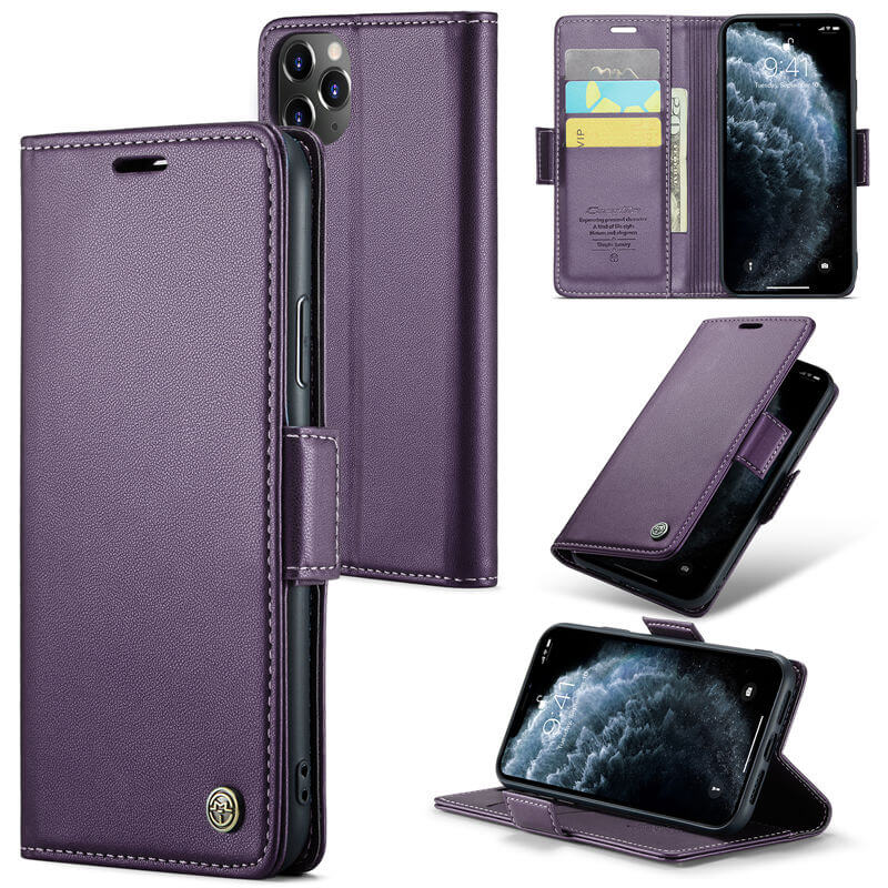 CaseMe iPhone 11 Pro Max Wallet RFID Blocking Magnetic Buckle Case