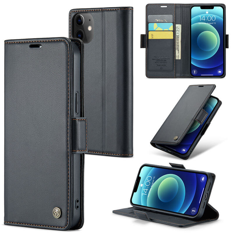 CaseMe iPhone 12/12 Pro Wallet RFID Blocking Magnetic Buckle Case